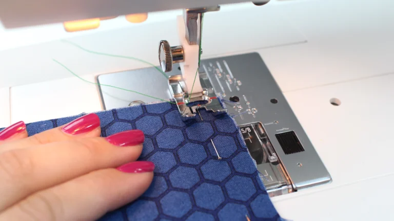 Sew the first pass of the French seam with wrong sides of the fabric together