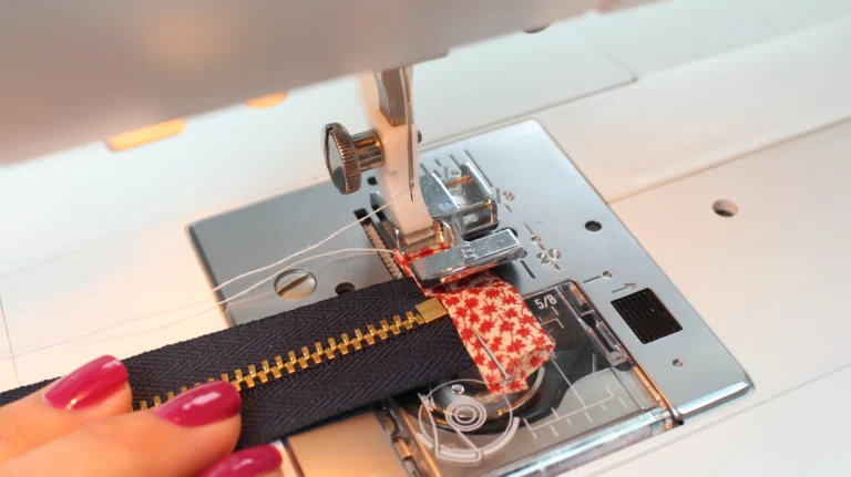 Sewing fabric zip tabs onto a zip using a zipper foot