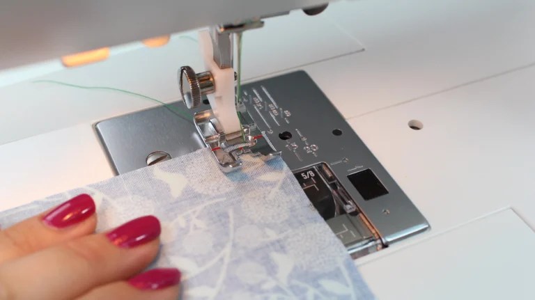 Sewing a guide stitch for a rolled hem