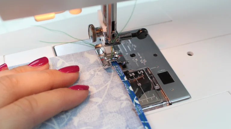 Sewing the final seam on the rolled hem