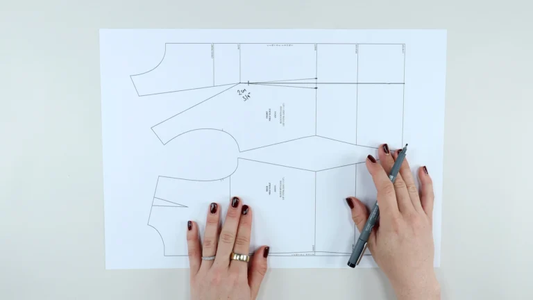 Drawing the top of the waist dart in the front of a bodice block