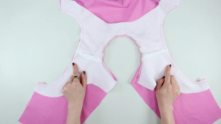 Sewn both armholes for the all-in-one facing with centre back seam