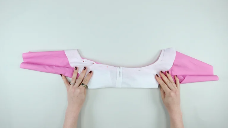 Pin the armhole with the all-in-one facing, no centre back seam, burrito method