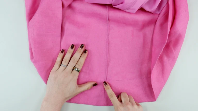 Example of seam allowances finished with the overlocker or serger and pressed towards the back of the garment