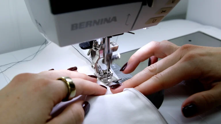 Sewing the second row of stitching close to the folded edge when sewing a baby hem on lightweight fabric