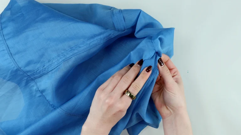 Connect the lining and exterior with a bar tack in the tie neck halterneck top