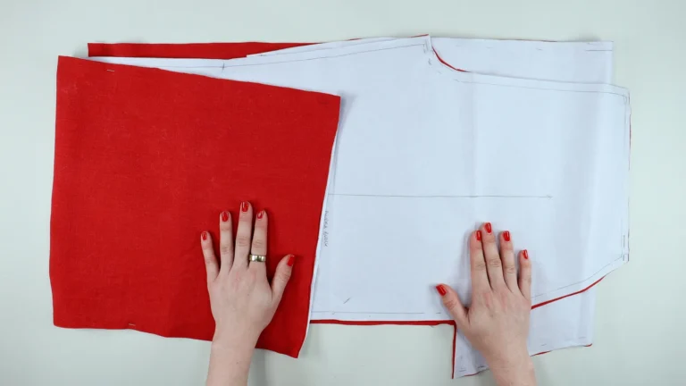 Cut out pattern pieces from the linen trousers