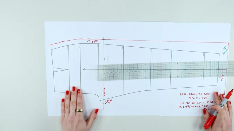 Finalise the outseam of the front trouser pattern draft