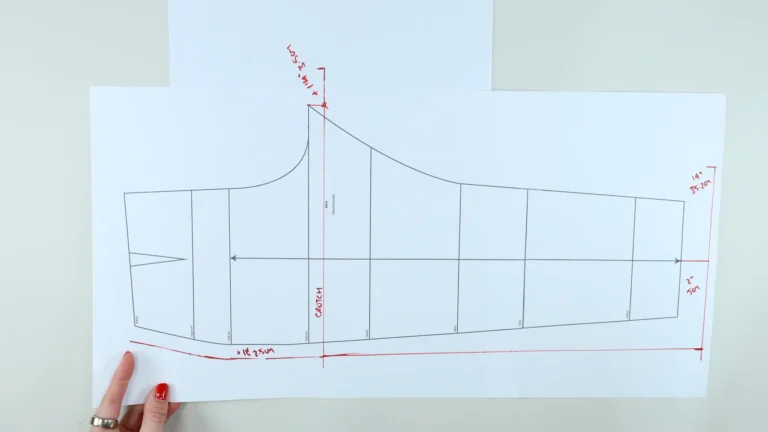 Drafting the back of the loose linen trouser