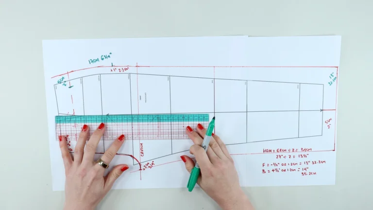 Drafting the front side seam pocket on the loose trouser pattern